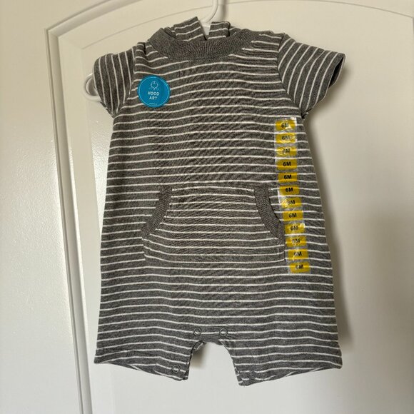 **NWT** Carter's Baby Dinosaur Hooded Striped Romper - Picture 1 of 8